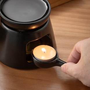 蜡烛温茶底座粗陶茶具茶炉日式陶瓷香蕉茶炉加热瞹茶器花茶器杯子