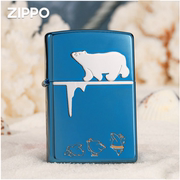 zippo打火机 蓝冰创意贴章欢乐北极熊 个性防风煤油