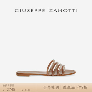 商场同款giuseppezanottigz女士水钻平底凉鞋