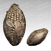 立体图3D模型打印扫描图stl/obj四轴圆雕图木雕玉雕手串核雕玉米