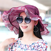 欧根纱大檐遮阳帽，女夏季韩版百搭可折叠透气遮脸防晒太阳帽凉帽