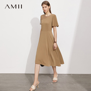amii高端精致连衣裙气，质轻雪纺a字，裙子短袖2023夏季中长款