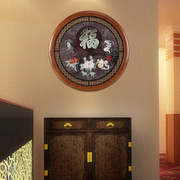 圆形玉雕画玉石挂画立体浮雕画客厅玄关沙发背景墙有框立体挂画