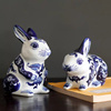 景德镇青花瓷动物摆件陶瓷兔子家居客厅装饰瓷器a结婚礼物房间摆
