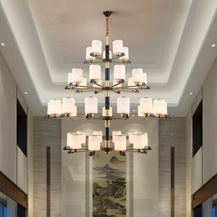 新中式客厅led吊灯别墅，复式楼大厅水晶吊灯，工装酒店宴会餐厅灯具