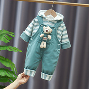 男童装婴儿，4-5-6个月秋冬装0-1-2岁女宝宝，背带裤婴幼儿棉衣套装