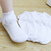 麦森丽亚儿童女孩蕾丝花边短袜，纯白色网袜拉丁，表演考级规定舞蹈袜