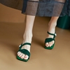 naijiu优雅是一生的课题~露趾细高跟外穿凉拖鞋女真皮绿色凉鞋