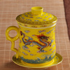 四件套茶杯陶瓷过滤带盖办公会家用人泡茶瓷，飘逸茶杯子景德镇龙杯