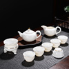 白瓷盖碗茶具套装中式羊脂玉，瓷功夫茶具，套组送礼可印