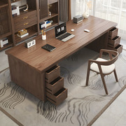 实木书桌家用台式电脑桌子办公室办公桌老板桌工作台带抽屉写字台