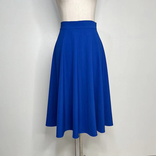 富耀姿宝蓝色半身裙高腰，a字中长裙简约显瘦八片裙2024夏季