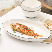 家用鱼盘欧式餐具12英寸超大号，装鱼盘子2023年高颜值可微波盘