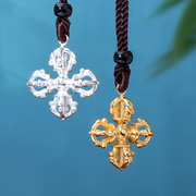 s999纯银藏式十字金刚杵，密宗法器饰品，吊坠民族风情侣挂件