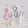 韩版秋季重工手工钩针玩偶，兔耳婴儿直板中筒袜，可爱女童宝宝棉袜子