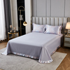 2024轻奢高级感欧式床单单件100%纯棉全棉带绸缎花边圆角纯色