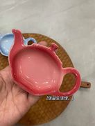 渐变色高温陶瓷可爱茶壶造型小味碟炻瓷釉下彩茶包盘