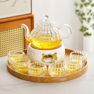 暖茶壶蜡烛加热茶具一人煮茶炉美容院餐厅玻璃养生花茶壶茶杯套装