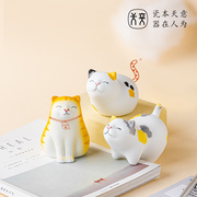 天奕景德镇陶瓷猫咪摆件创意可爱办公室桌面书桌上小众家居装饰品