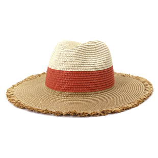 春夏季拼色草帽男女士户外出游旅行海边遮阳防晒草帽爵士帽