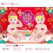 双男童宝宝海报照片，漂亮可爱婴儿装饰画孕妇，胎教早教双胞胎画防水