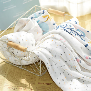 竹棉双层纱布面料婴儿睡袋宝宝，a类盖毯夏季凉感超柔竹纤维纱布料