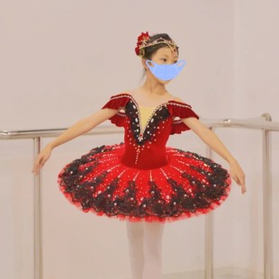 儿童专业芭蕾舞裙TUTU裙红色帕基塔蓬蓬演出服纱裙唐吉可德女童