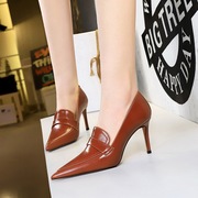 837-1复古欧美风时尚简约高跟鞋深口鞋细跟高跟尖头深口单鞋女鞋