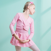 加绒加厚儿童舞蹈毛衣冬季长袖女童舞蹈衫外套，披肩练功服上衣粉色