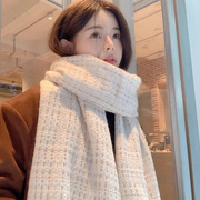 优雅编织风格羊绒2023围巾女冬季韩版百搭白色长款披肩两用