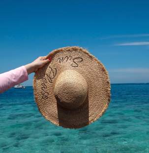 拉菲草帽子女夏天遮阳海边防晒度假字母，大帽檐出游百搭沙滩帽子女
