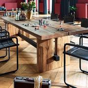 北欧复古做旧实木餐桌长方形，吃饭桌子创意，原木泡茶桌民宿榆木餐台