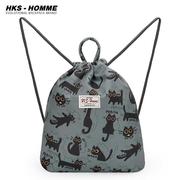 HKS－HOMME抽绳双肩包女旅行包背包男徒步爬山运动健身束口袋书包