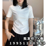 zhuoyi欧货夏季潮女t恤衫短袖圆领打底半袖，显瘦黑色白色