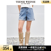 TeenieWeenie小熊款宽松卷边裤腿刺绣基础款牛仔裤短裤女装裤子