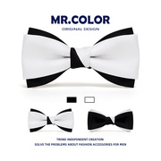 mrcolor凯乐先生男士领结婚礼，新郎伴郎西装，衬衫高端黑白拼蝴蝶结