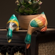异丽泰国木制工艺品喝水鸭子摆件客厅庭院鱼池装饰品小摆设