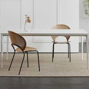 岩板餐桌意式现代简约家用小户型长方形大理石桌椅组合