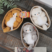 编筐小猫系列毛绒玩具，仿真猫公仔玩偶可爱动物布娃娃创意摆件礼物