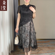 妈妈夏装改良旗袍连衣裙40岁中年女新中式，裙子中老年国风气质长裙