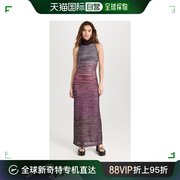 香港直邮潮奢 MISSONI 米索尼 女士 长款多色酒红色连衣裙 MISON4