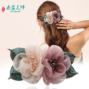 韩式发夹后脑勺布艺，花朵马尾夹子女士发卡弹簧夹，发饰顶夹头饰