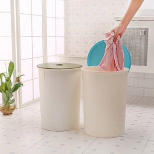 30L特大收纳脏衣篓坐凳圆形带盖塑料玩具整理箱清洁储水桶