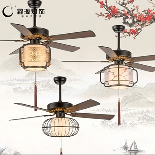 新中式风扇灯餐厅中式复古吊扇灯，电扇灯具客厅，家用卧室禅意中国风