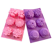 xj205硅胶蛋糕模具手工，皂磨具六孔花朵模，6连三花菊花葵花
