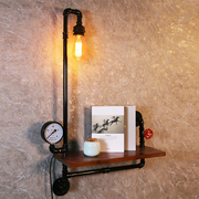 工业风置物架复古水管，墙上创意置物架咖啡厅酒吧，实木隔板铁艺书架