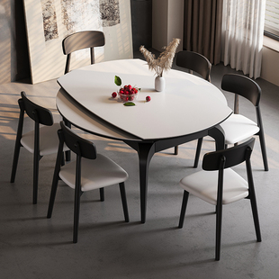简约岩板餐桌椅组合可伸缩折叠方圆，两用现代小户型意式家用饭桌