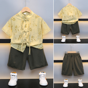 男童夏装套装汉服童短袖，两件套儿童童装，国风衣服新中式潮宝宝唐装