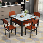 正方形餐桌椅组合小户型钢化玻璃吃饭桌时尚双层四方桌家用小桌子