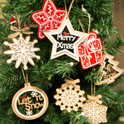 实木挂件木片雕刻挂件圣诞树，挂饰配件圣诞节装饰小物雪花圣诞鹿